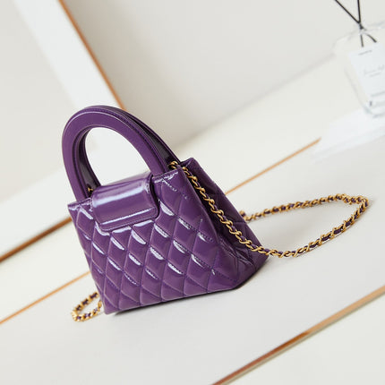 CC KELLY MINI 19 SHOPPING BAG IN INDIGO PURPLE CALFSKIN
