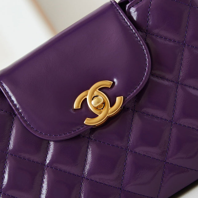 CC KELLY MINI 19 SHOPPING BAG IN INDIGO PURPLE CALFSKIN