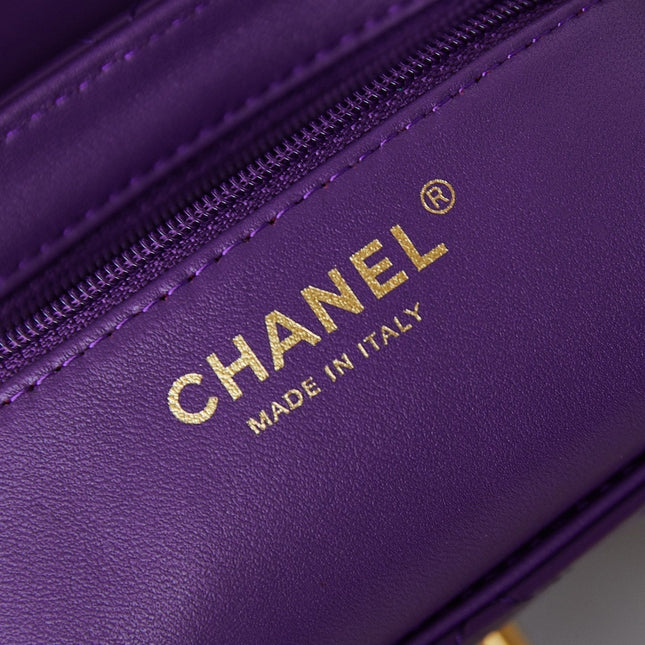 CC KELLY MINI 19 SHOPPING BAG IN INDIGO PURPLE CALFSKIN