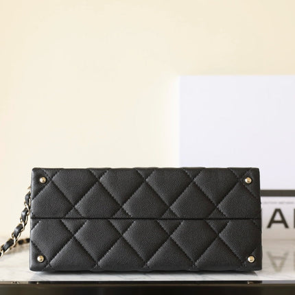 CHANEL 25S FLAP BAG 25 CM IN BLACK LAMBSKIN WITH GOLD HARDWARE