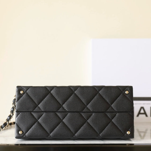 CHANEL 25S FLAP BAG 25 CM IN BLACK LAMBSKIN WITH GOLD HARDWARE
