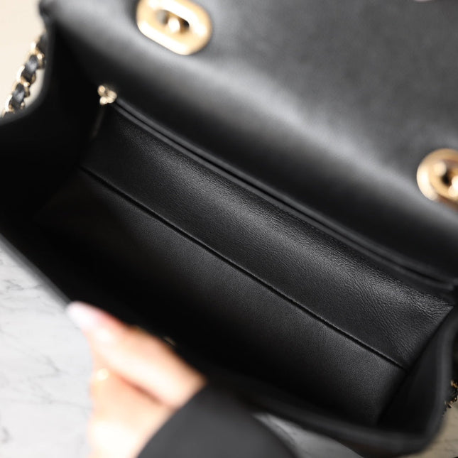 CHANEL 25S FLAP BAG 25 CM IN BLACK LAMBSKIN WITH GOLD HARDWARE