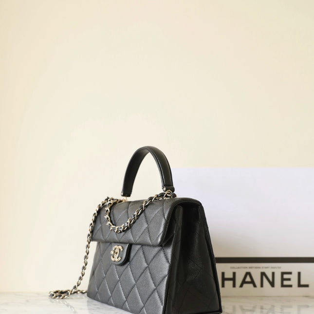 CHANEL 25S FLAP BAG 25 CM IN BLACK LAMBSKIN WITH GOLD HARDWARE