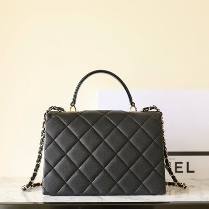 CHANEL 25S FLAP BAG 25 CM IN BLACK LAMBSKIN WITH GOLD HARDWARE