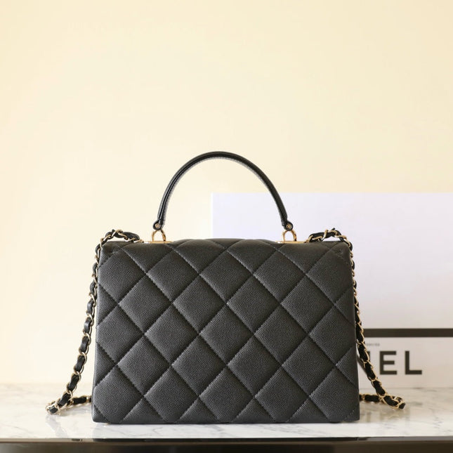 CHANEL 25S FLAP BAG 25 CM IN BLACK LAMBSKIN WITH GOLD HARDWARE