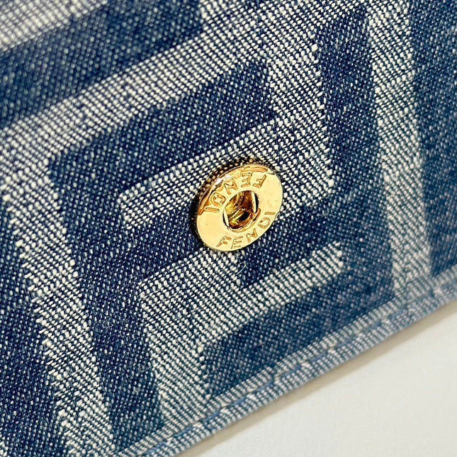 BAGUETTE MINI 21 BAG IN CERULEAN BLUE MONOGRAM DENIM WITH GOLD HARDWARE