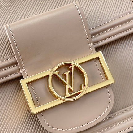 DAUPHINE MINI 20 IN MEDIUM BROWN EPI GRAINED CALFSKIN GOLD HARDWARE