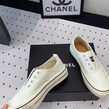 LACELESS SNEAKERS PLATFORM IN WHITE CANVAS