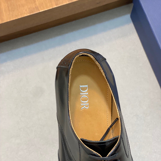 CD POINED TOE LONDON OXFORD BLACK POLISHED CALFSKIN