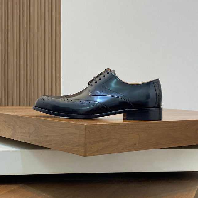 CD POINED TOE LONDON OXFORD BLACK POLISHED CALFSKIN
