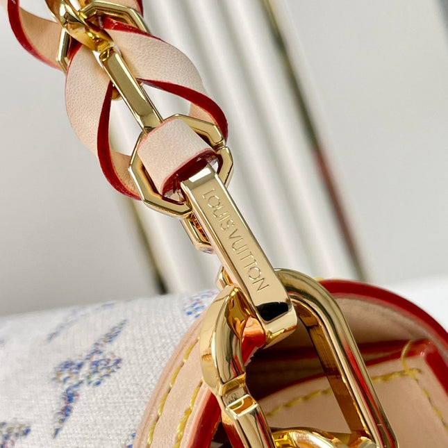 DAUPHINE MINI 20 IN WHITE MONOGRAM JACQUARD FABRIC GOLD HARDWARE