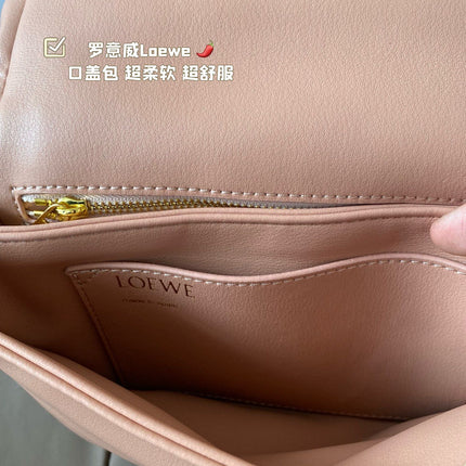 LOE MINI PUFFER GOYA 23 BAG IN CAMEL SHINY NAPPA LAMBSKIN