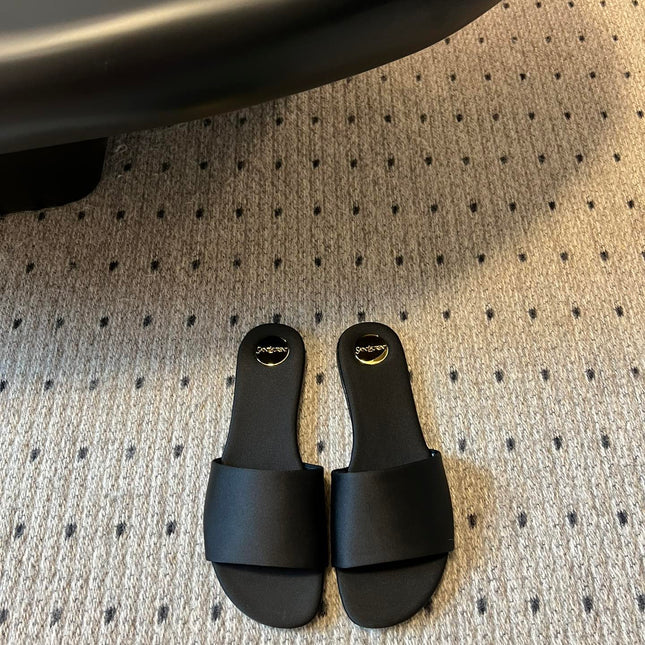 SL CARLYLE SLIPPERS BLACK SATIN