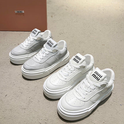 Sneakers Thick-soled Light Gray Cowhide
