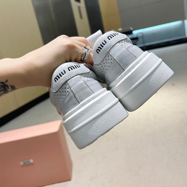 Sneakers Thick-soled Light Gray Cowhide