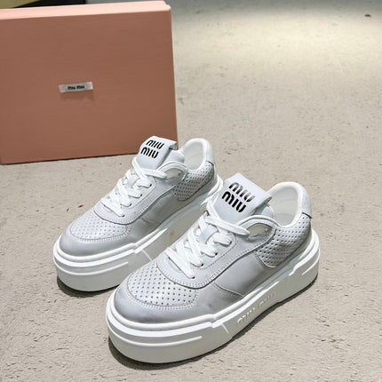 Sneakers Thick-soled Light Gray Cowhide