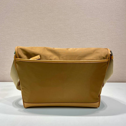 LARGE FLAP BAG 30 IN CIDER BROWN RE-NYLON AND CALFSKIN TRIM