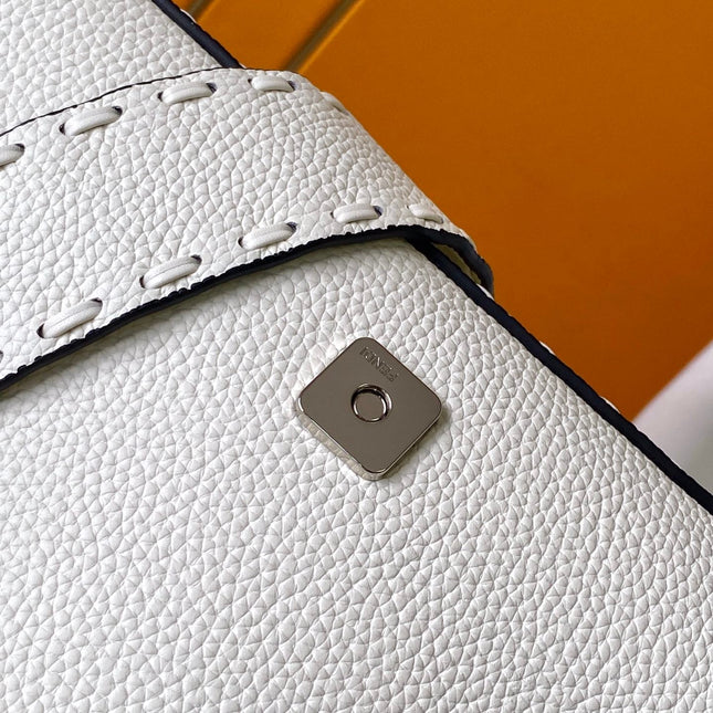 Fend Baguette 27 Bag White Calfskin Shw
