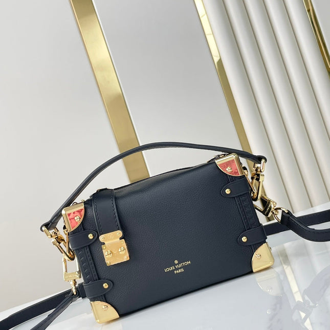 SIDE TRUNK MINI 18 IN BLACK CALFSKIN GOLD HARDWARE
