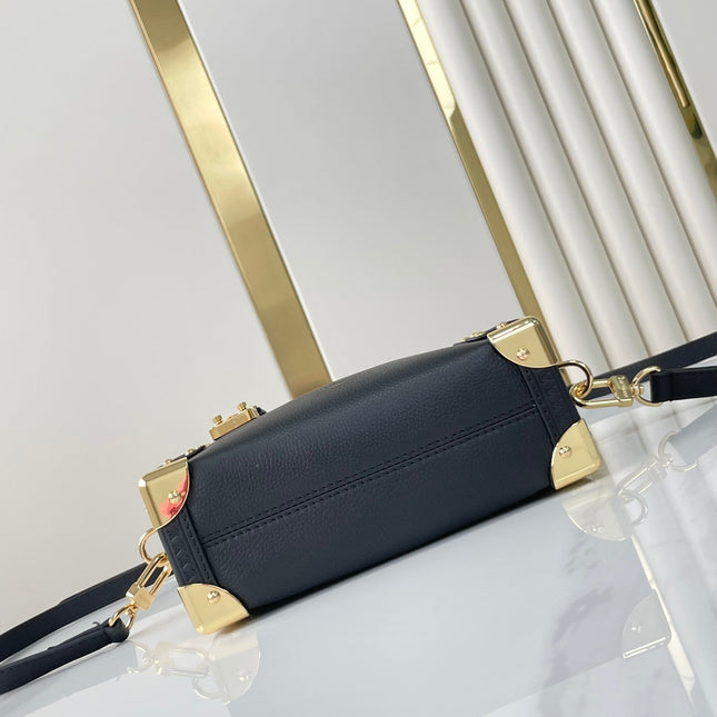 SIDE TRUNK MINI 18 IN BLACK CALFSKIN GOLD HARDWARE