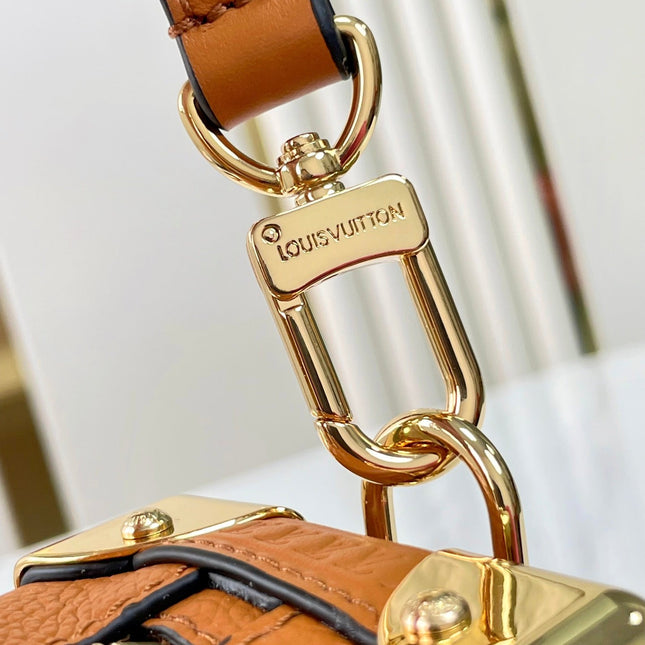 SIDE TRUNK MINI 18 IN ORANGE BROWN CALFSKIN GOLD HARDWARE