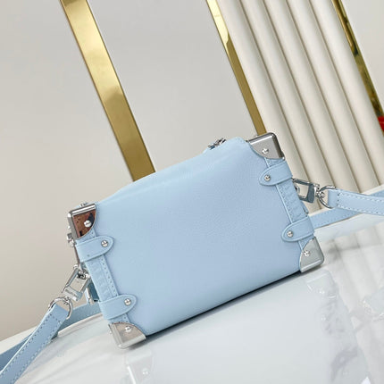 SIDE TRUNK MINI 18 IN SKY BLUE CALFSKIN SILVER HARDWARE