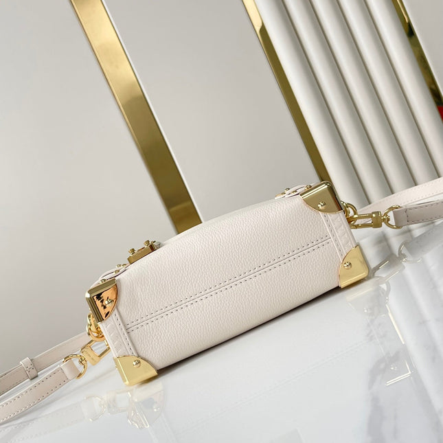SIDE TRUNK MINI 18 IN WHITE CALFSKIN GOLD HARDWARE
