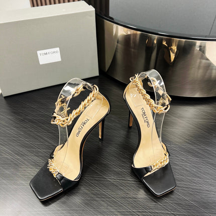 ZENITH SANDAL 10 CM IN BLACK SHINY LAMBSKIN