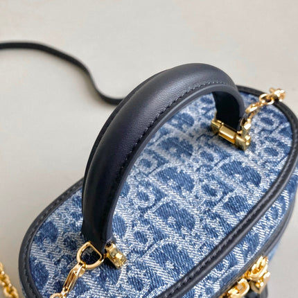 MINI VANITY CASE 16 BLUE DENIM OBLIQUE JACQUARD