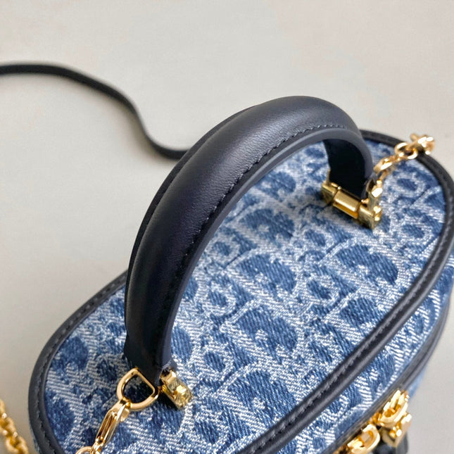 MINI VANITY CASE 16 BLUE DENIM OBLIQUE JACQUARD