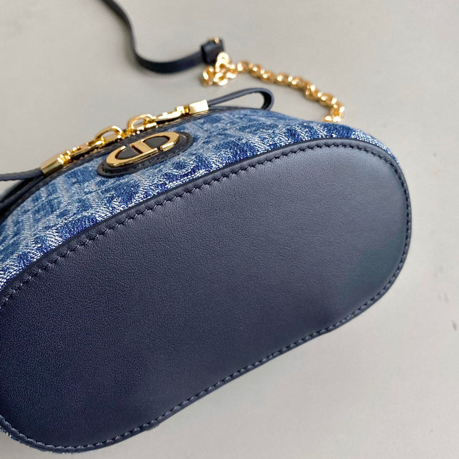 MINI VANITY CASE 16 BLUE DENIM OBLIQUE JACQUARD