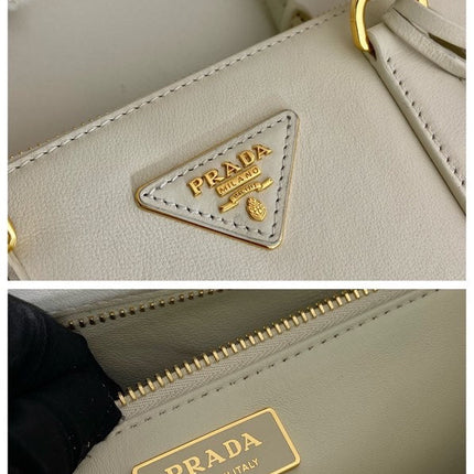 MEDIUM GALLERIA BAG 28 IN WHITE SMOOTH CALFSKIN GOLD HARDWARE