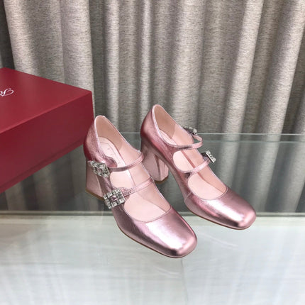 LP ROGER VIVIER SANDAL METALLIC PINK LEATHER