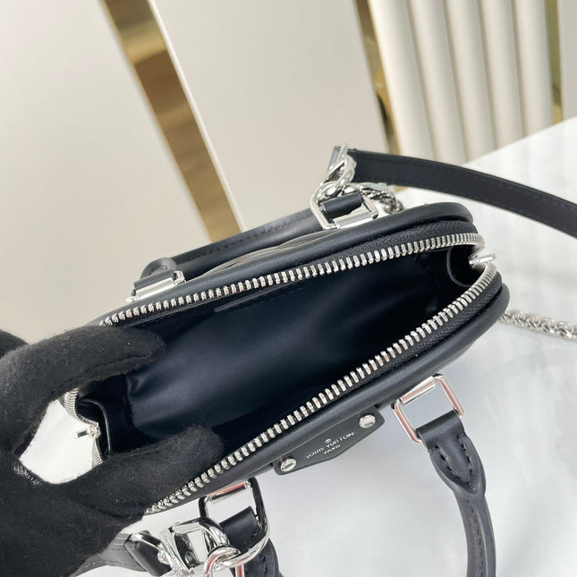 NANO ALMA 18 IN BLACK QUILTED LAMBSKIN GOLD AND SILVER HARDWARE