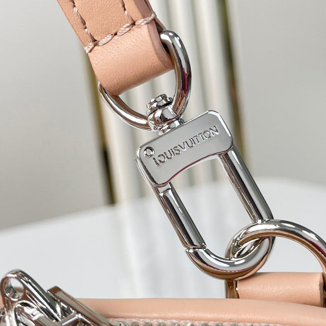NANO ALMA 18 IN TUSCAN BEIGE QUILTED LAMBSKIN GOLD AND SILVER HARDWARE