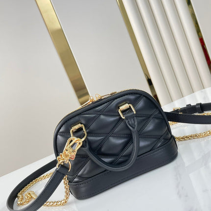NANO ALMA 18 IN BLACK QUILTED LAMBSKIN GOLD HARDWARE