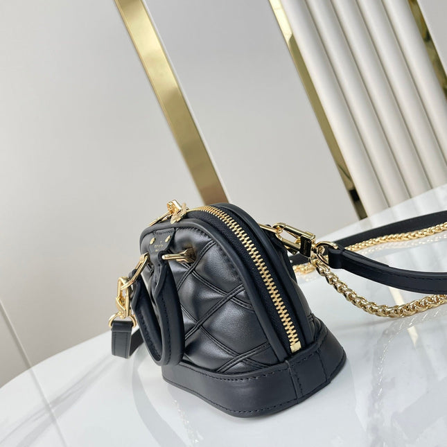NANO ALMA 18 IN BLACK QUILTED LAMBSKIN GOLD HARDWARE