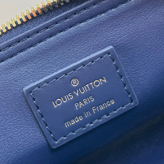 NANO ALMA 18 IN NAVY BLUE QUILTED LAMBSKIN GOLD HARDWARE