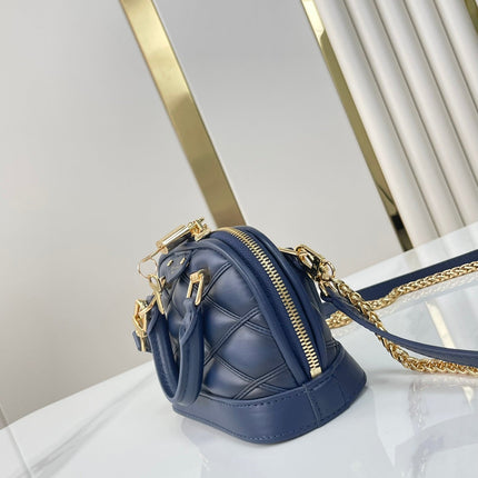 NANO ALMA 18 IN NAVY BLUE QUILTED LAMBSKIN GOLD HARDWARE