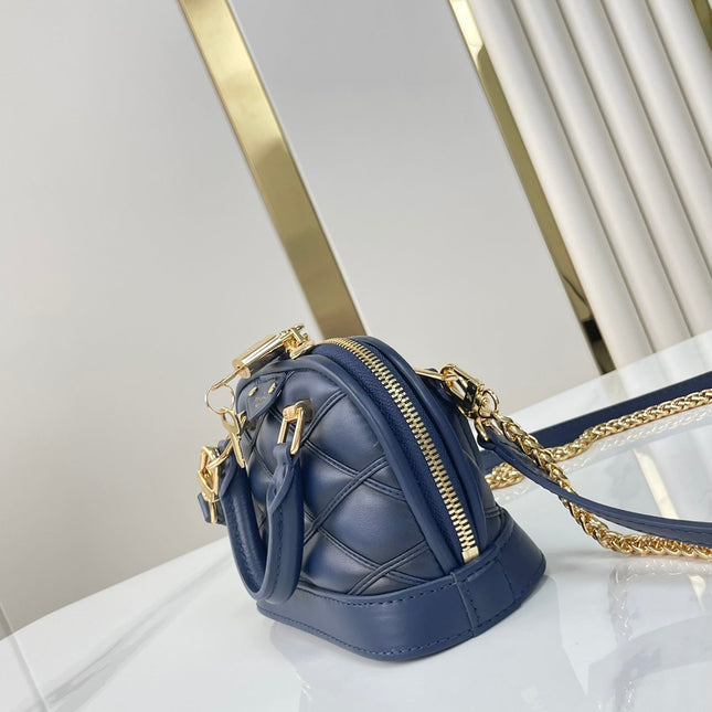 NANO ALMA 18 IN NAVY BLUE QUILTED LAMBSKIN GOLD HARDWARE