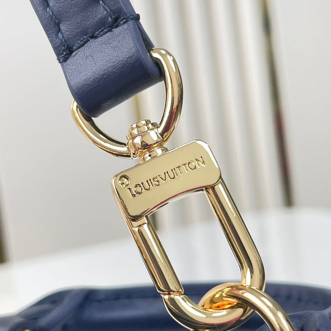 NANO ALMA 18 IN NAVY BLUE QUILTED LAMBSKIN GOLD HARDWARE