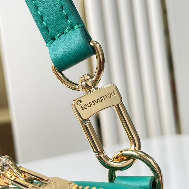 NANO ALMA 18 IN TURQUOISE QUILTED LAMBSKIN GOLD HARDWARE