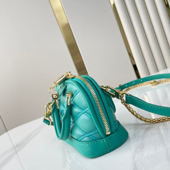 NANO ALMA 18 IN TURQUOISE QUILTED LAMBSKIN GOLD HARDWARE