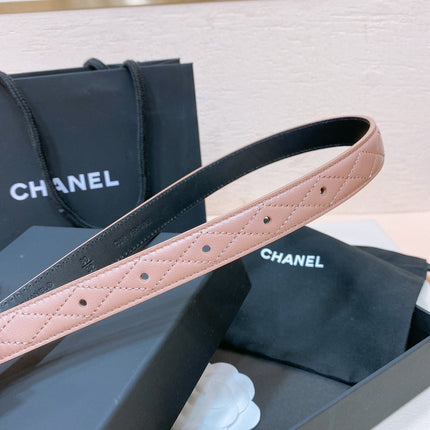 CC BELT 20MM IN PEACHY PINK EMBROIDERED CALFSKIN GOLD HARDWARE ATTACH PEARLS