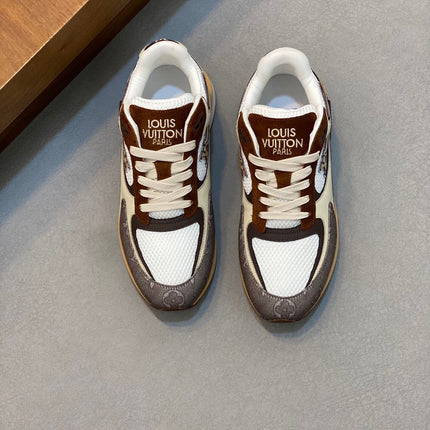 LV RUN WAY TRAINERS SHOES TAN BROWN