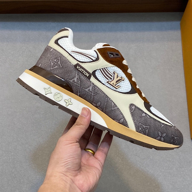 LV RUN WAY TRAINERS SHOES TAN BROWN