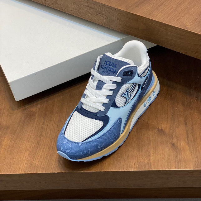 LV RUN WAY TRAINERS SHOES LIGHT BLUE