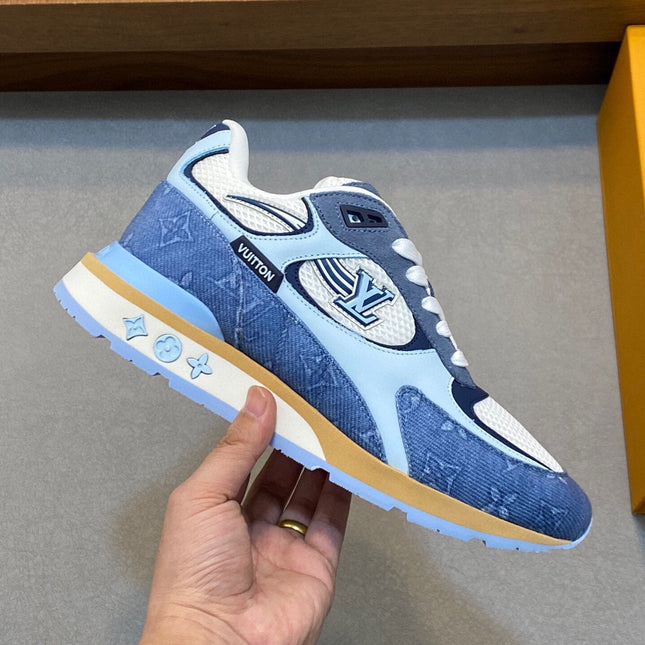LV RUN WAY TRAINERS SHOES LIGHT BLUE