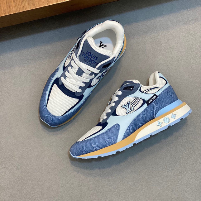 LV RUN WAY TRAINERS SHOES LIGHT BLUE