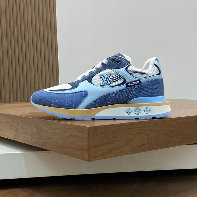 LV RUN WAY TRAINERS SHOES LIGHT BLUE